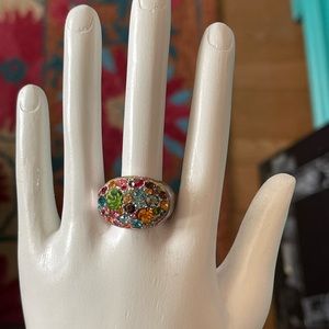 Multi-Colored Crystals Cocktail Ring